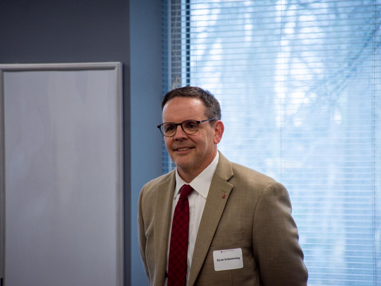 picture of ryan schmiesing at a reception for a lab dedication