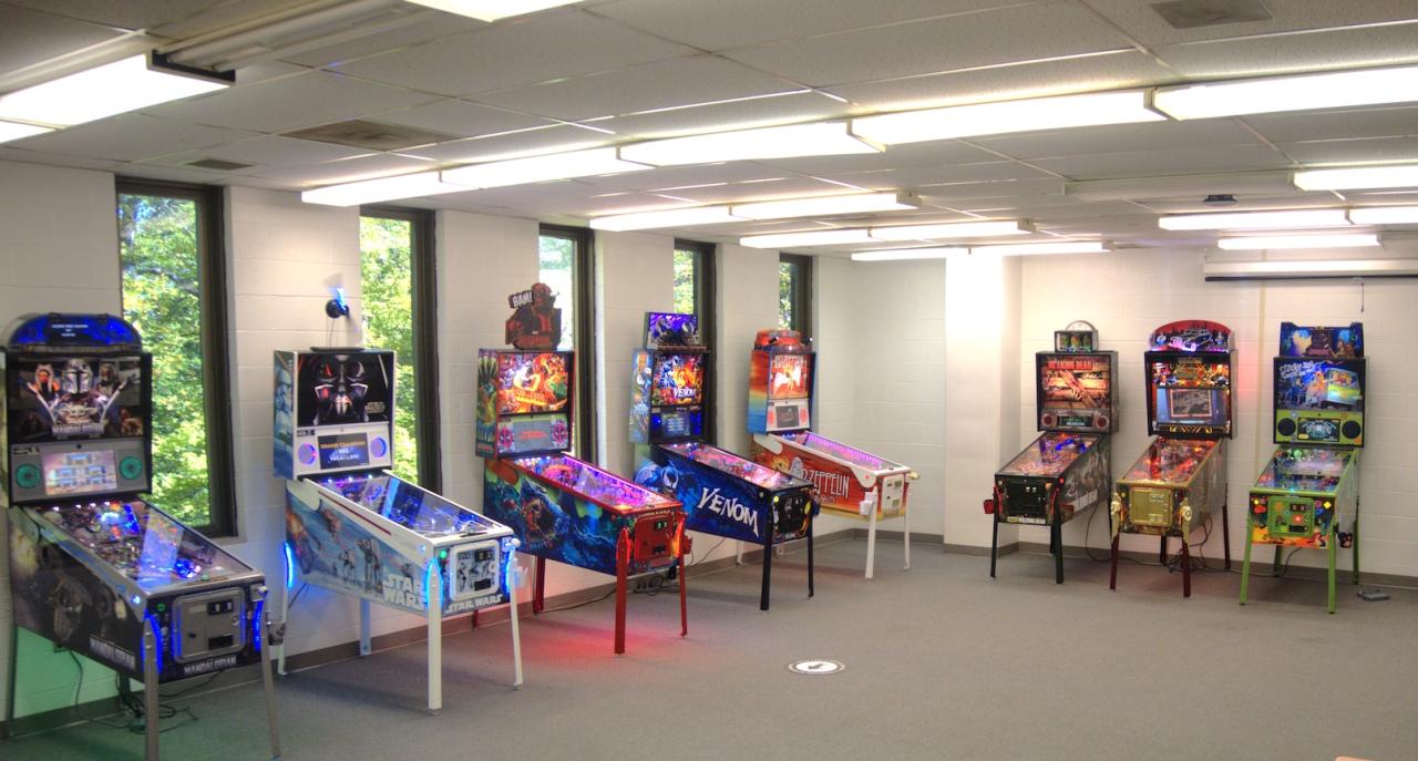 room of pinball machines