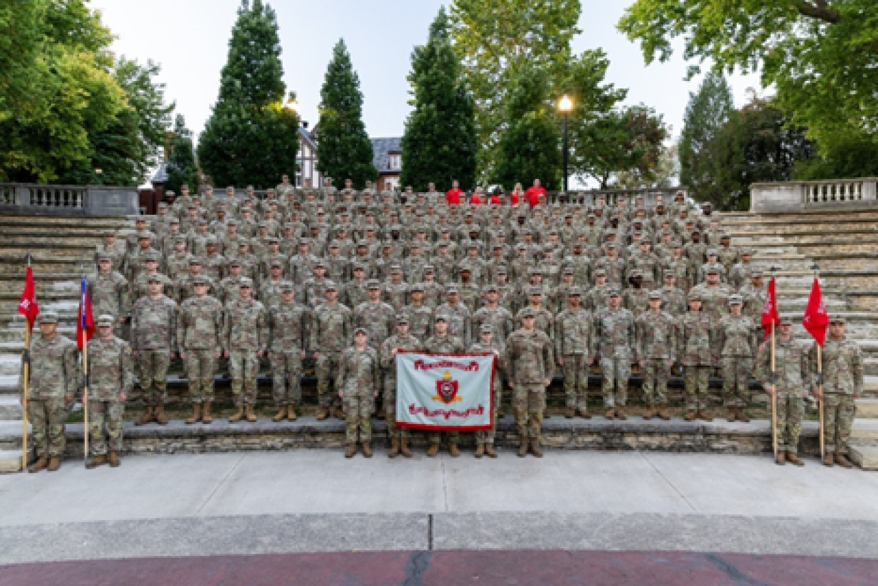 group photo of a large class of ROTC students
