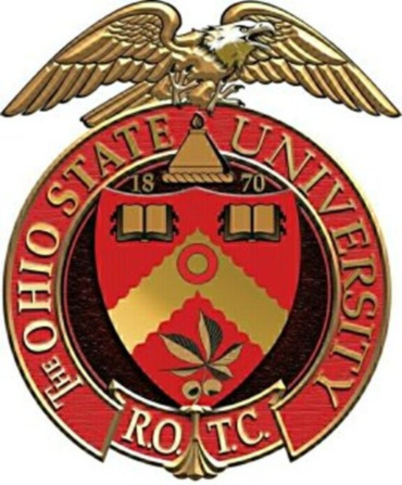 an Ohio State University logo with an eagle on top.  This is a ROTC seal.