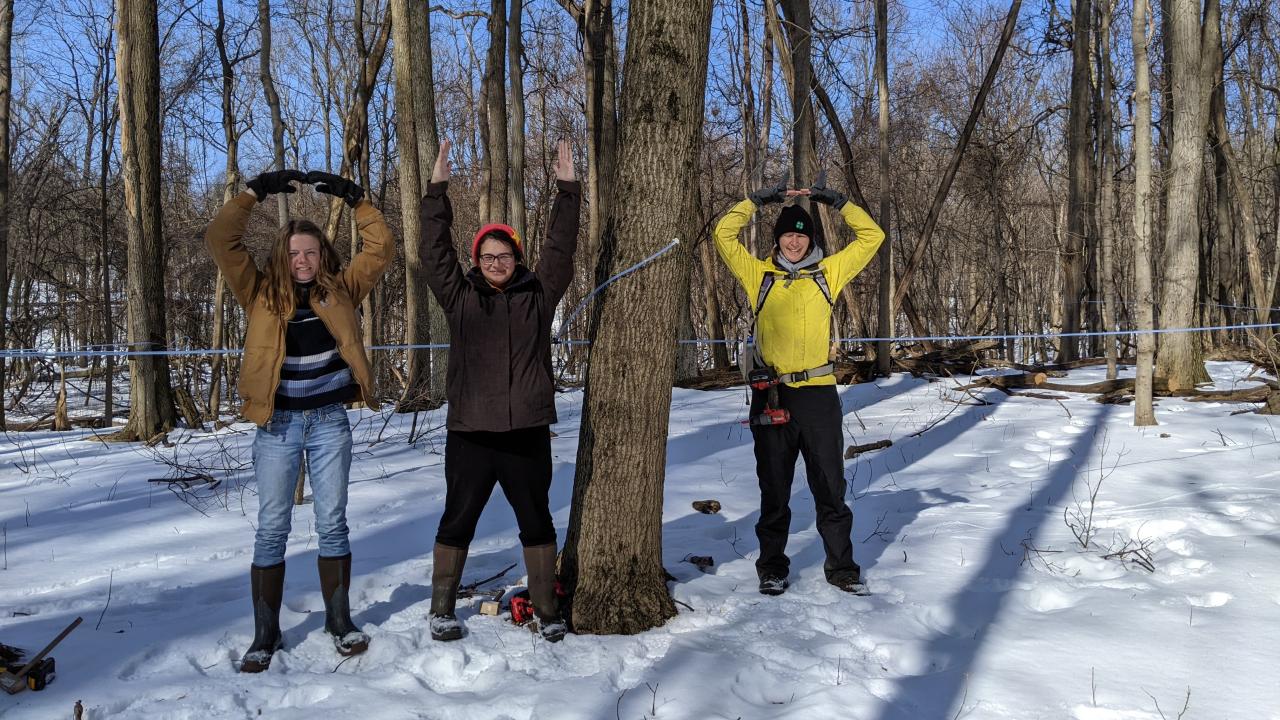 Students and OSU Extension specialists form the O’s and H while a maple tree forms the I to spell out ‘Ohio’